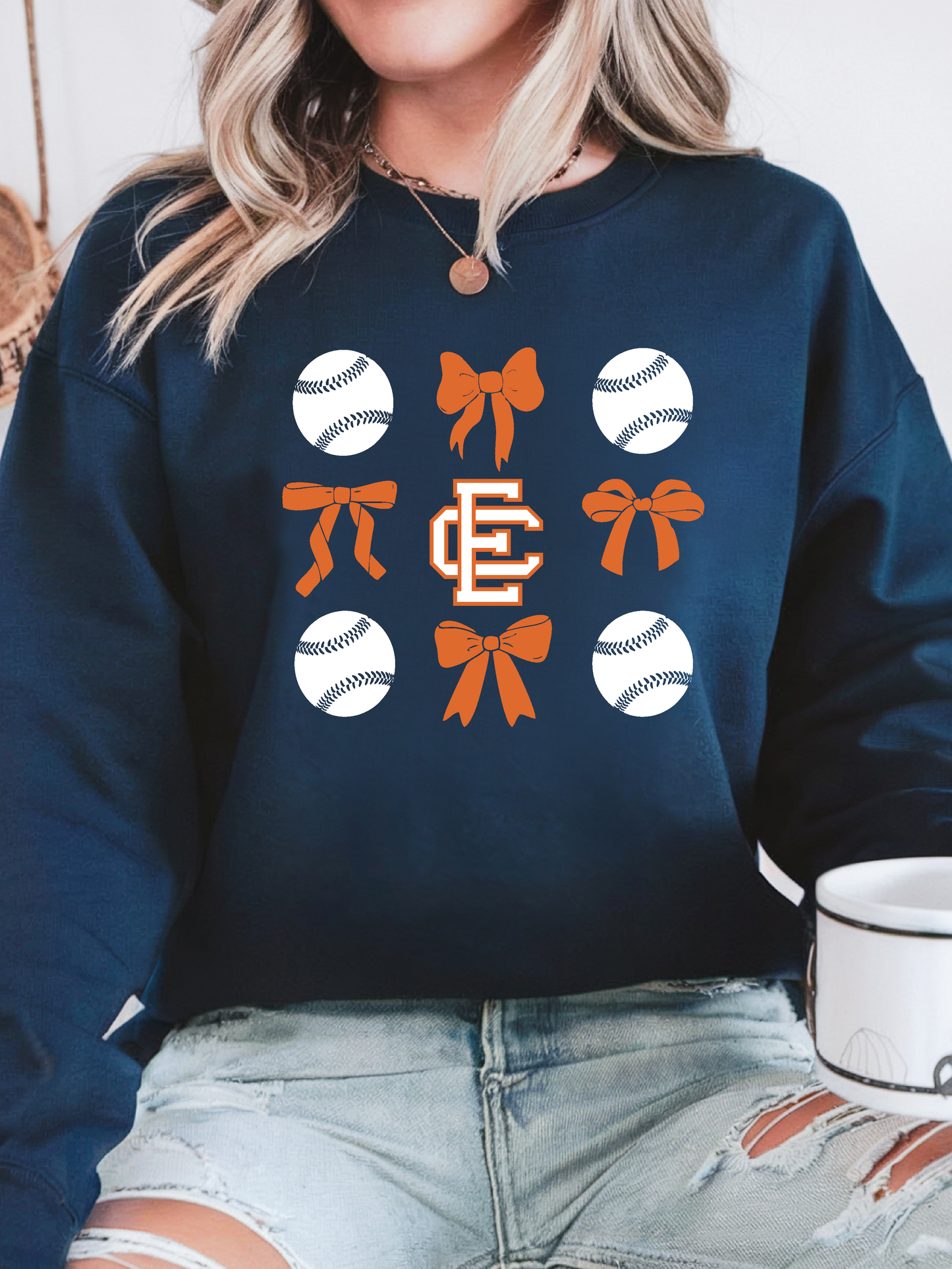 EC Baseball Bows Fleece Crew Sweatshirt